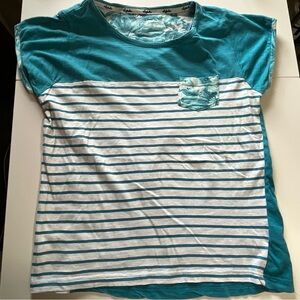 Australian L’Alpina Teal and White Floral top.  Vintage.